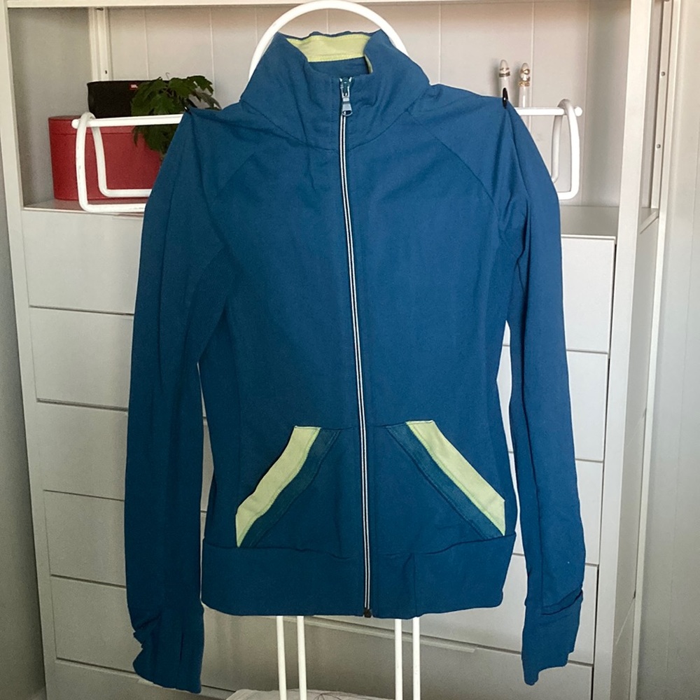 US S Teal zip up athletic long sleeve